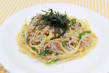 うめなめ茸としらすのパスタ